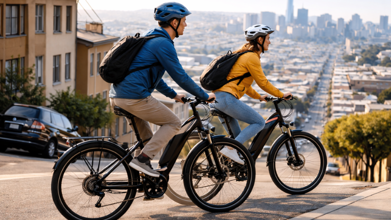 bicicleta elétrica sobe ladeira na prática